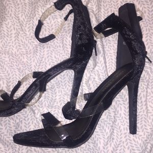 Black Velvet Strappy Heels